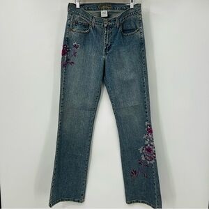 Z Cavaricci Womens Pants Jeans Vintage Embellished Denim Y2K Boho Hippie Size 10